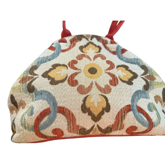 Atenti Hinged Closure Tapestry Betty Handbag With Floral Pattern & Red Accents - Picture 2 of 9